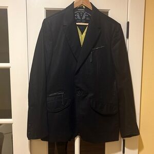 Diesel Black Blazer with Zipper Details